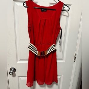 BCX Chiffon Skater Dress with Belt